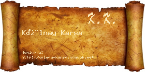 Kálnay Karsa névjegykártya